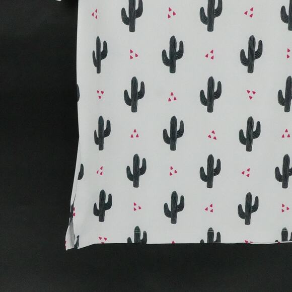 Bad Birdie Shirt Mens Large White Cactus Print Polo Golf Performance Stretch - Picture 11 of 15